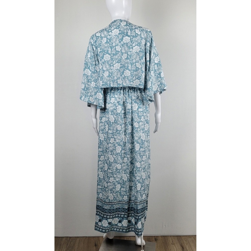 2 Piece Maxi Skirt Set Womens Blue Floral Hummingbird Excellent Boho - Large - Picture 8 of 12
